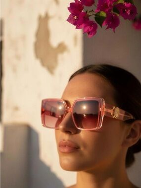 True Religion UV Protection Blush Square Sunglasses NWT